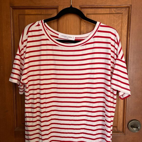 Sonnet James Red White Striped Play Dress SZ L - Picture 3 of 9